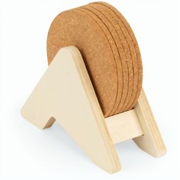 Produktabbildung PLYCORK. Sperrholzständer mit 6 Korkuntersetzern PLYCORK. Sperrholzständer mit 6 Korkuntersetzern