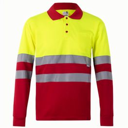 VL VULCAN LARGE. Zweifarbiges Poloshirt im Bird-Eye-Design (160g/m²) mit langen Ärmeln, aus Polyester (100%)