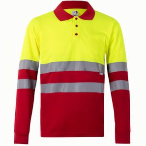 VL VULCAN LARGE. Zweifarbiges Poloshirt im Bird-Eye-Design (160g/m²) mit langen Ärmeln, aus Polyester (100%)