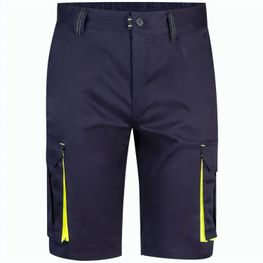 VL HEMERA. Zweifarbige Stretch-Bermudashorts mit mehreren Taschen (240 g/m²) aus Baumwolle (46 %), EME (38 %) und Polyester (16 %)