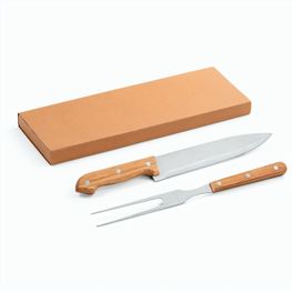 SALSA. Grill-Set aus Bambus und Edelstahl 2-teilig bestehend aus einer Grillgabel und einem Messer