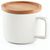 FANGIO. Tasse aus Keramik 230ml mit Deckel aus Bambus, der als Untersetzer dient