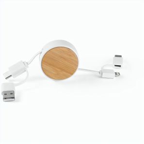 RUBINS. 6-in-1-USB-Kabel ausziehbar aus Recyceltes ABS (100% rABS) und Bambus