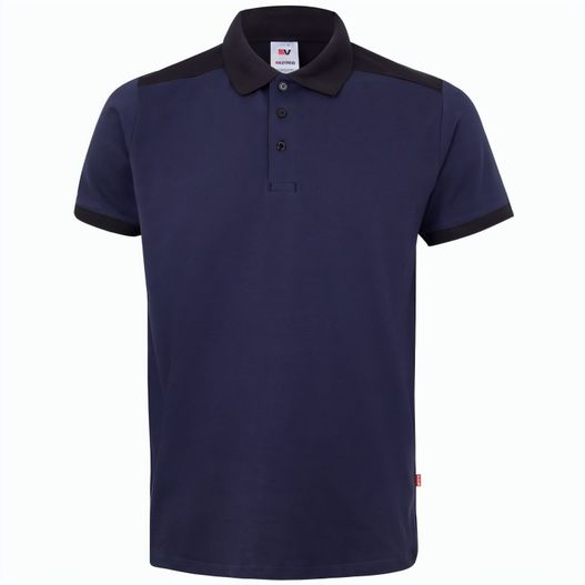 VL VELES. Zweifarbiges Stretch-Piqué-Poloshirt (200 g/m²) mit kurzen Ärmeln, aus Polyester (96 %) und Elastan (4 %) (Bild 1)