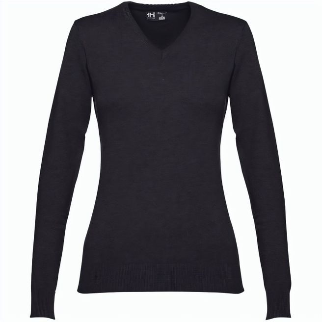THC MILAN WOMEN. Pullover mit V-Ausschnitt für Damen aus Baumwolle und Polyamid