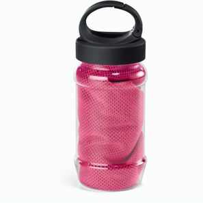 ARTX PLUS. Sporthandtuch aus Polyamid und Polyester mit Flasche (440 mL) aus PP und PET und einem integrierten Karabinerhaken am Deckel