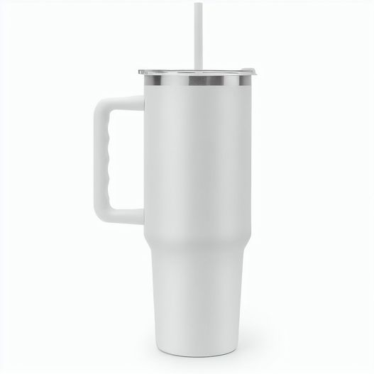 JOYNER XL. Grosser Reisebecher aus Edelstahl (91 % recycelt) mit vakuumisolierter Doppelwand und matter Oberfläche 1300 ml (Bild 1)