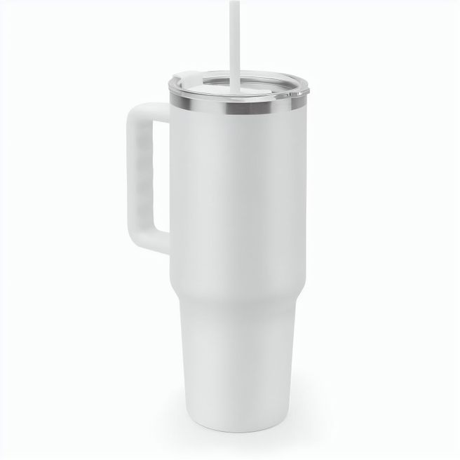 Produktabbildung JOYNER XL. Grosser Reisebecher aus Edelstahl (91 % recycelt) mit vakuumisolierter Doppelwand und matter Oberfläche 1300 ml JOYNER XL. Grosser Reisebecher aus Edelstahl (91 % recycelt) mit vakuumisolierter Doppelwand und matter Oberfläche 1300 ml