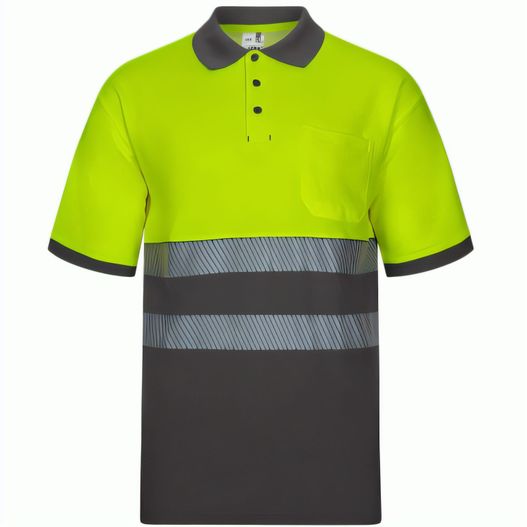 VL ACHELOUS. Zweifarbiges Piqué-Poloshirt (150g/m²) mit kurzen Ärmeln, aus Baumwolle (55%) und Polyester (45%) (Bild 1)