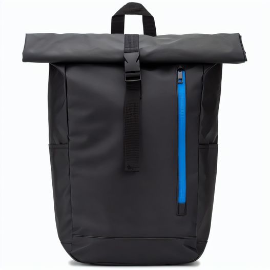 OSASCO BPACK. Rolltop-Rucksack mit Reissverschlusssystem, bei dem das Oberteil aufgerollt werden kann, um es an das Volumen des Rucksacks anzupassen. Hergestellt aus recyceltem 600D-Polyester (Bild 1)