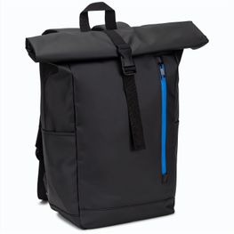 OSASCO BPACK. Rolltop-Rucksack mit Reissverschlusssystem, bei dem das Oberteil aufgerollt werden kann, um es an das Volumen des Rucksacks anzupassen. Hergestellt aus recyceltem 600D-Polyester