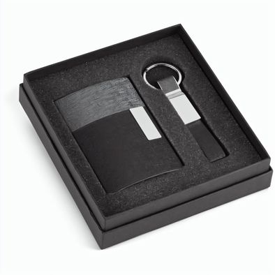 TRAVOLTA. Karten- und Schlüsselanhängerset aus Metall und PU