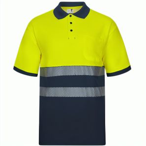VL ACHELOUS. Zweifarbiges Piqué-Poloshirt (150g/m²) mit kurzen Ärmeln, aus Baumwolle (55%) und Polyester (45%)