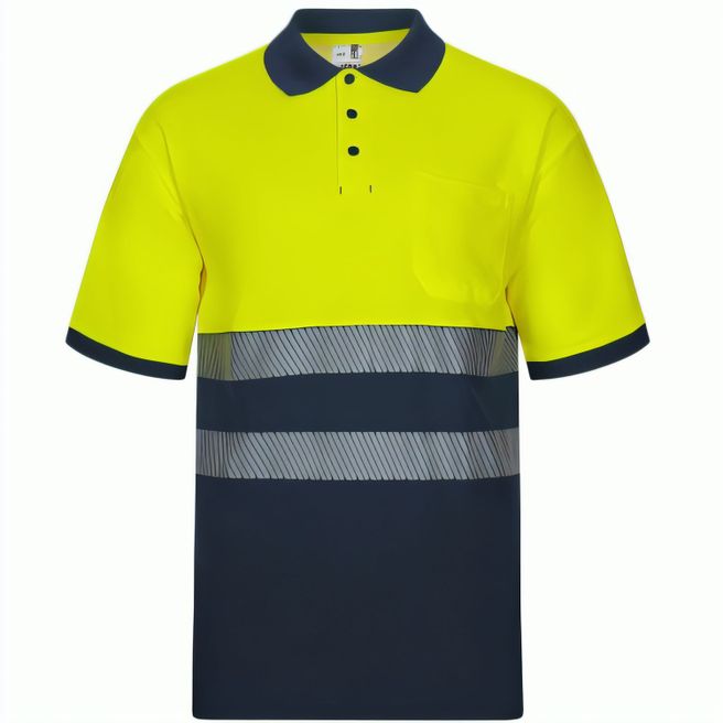 VL ACHELOUS. Zweifarbiges Piqué-Poloshirt (150g/m²) mit kurzen Ärmeln, aus Baumwolle (55%) und Polyester (45%)