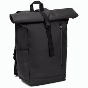 OSASCO BPACK. Rolltop-Rucksack mit Reissverschlusssystem, bei dem das Oberteil aufgerollt werden kann, um es an das Volumen des Rucksacks anzupassen. Hergestellt aus recyceltem 600D-Polyester