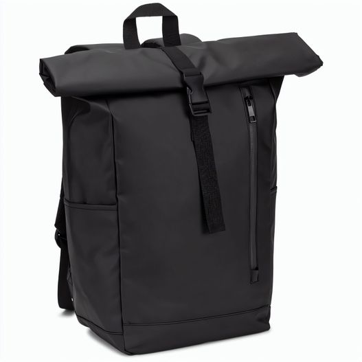 OSASCO BPACK. Rolltop-Rucksack mit Reissverschlusssystem, bei dem das Oberteil aufgerollt werden kann, um es an das Volumen des Rucksacks anzupassen. Hergestellt aus recyceltem 600D-Polyester (Bild 1)