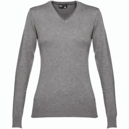 THC MILAN WOMEN. Pullover mit V-Ausschnitt für Damen aus Baumwolle und Polyamid