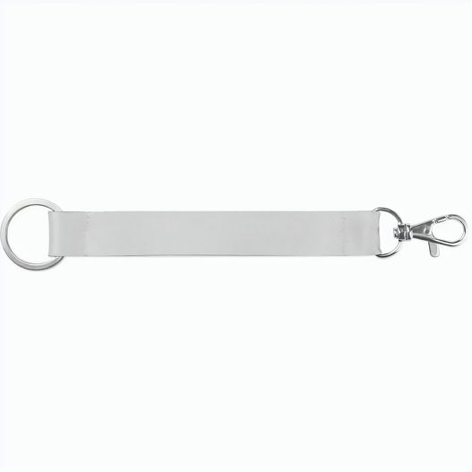 CRAWLEY. Kurzes Lanyard aus Polyester mit Ring und Karabiner, geeignet für Sublimation (Bild 1)