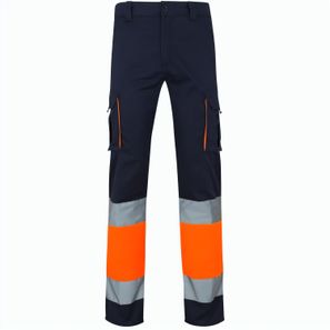 VL ZEUS LARGE. Zweifarbige Stretch-Hose mit mehreren Taschen (240 g/m²), aus Baumwolle (46 %), EME (38 %) und Polyester (16 %)
