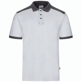 VL VELES. Zweifarbiges Stretch-Piqué-Poloshirt (200 g/m²) mit kurzen Ärmeln, aus Polyester (96 %) und Elastan (4 %)