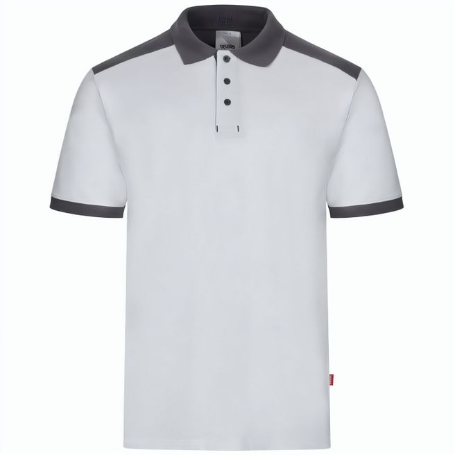VL VELES. Zweifarbiges Stretch-Piqué-Poloshirt (200 g/m²) mit kurzen Ärmeln, aus Polyester (96 %) und Elastan (4 %)