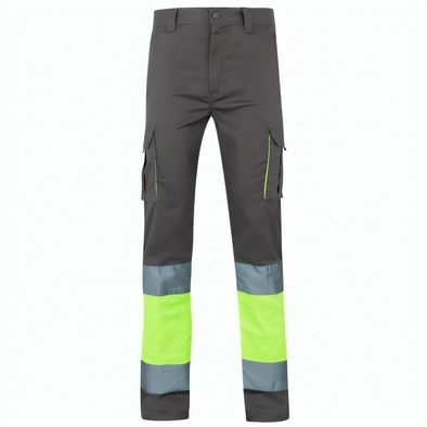 VL ZEUS LARGE. Zweifarbige Stretch-Hose mit mehreren Taschen (240 g/m²), aus Baumwolle (46 %), EME (38 %) und Polyester (16 %)