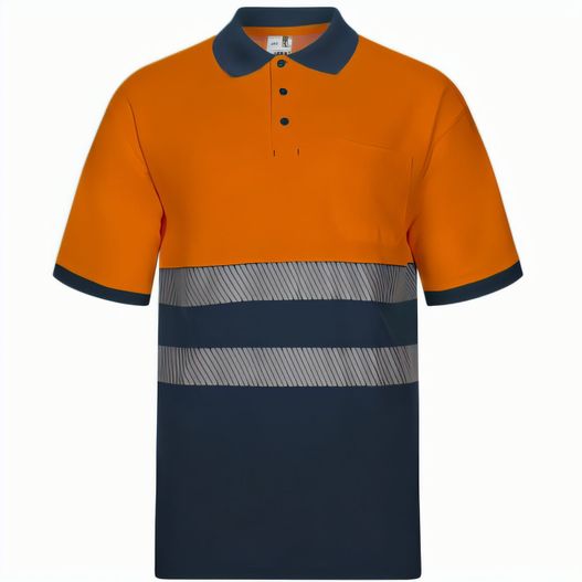 VL ACHELOUS. Zweifarbiges Piqué-Poloshirt (150g/m²) mit kurzen Ärmeln, aus Baumwolle (55%) und Polyester (45%) (Bild 1)