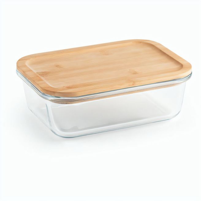 PORTOBELLO. Lunchbox. Hermetische Dose aus Borosilikatglas und Bambusdeckel 1000 mL