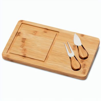 WOODS. Käsebrett aus Bambus mit 2 Utensilien aus Edelstahl