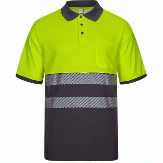 VL ACHELOUS. Zweifarbiges Piqué-Poloshirt (150g/m²) mit kurzen Ärmeln, aus Baumwolle (55%) und Polyester (45%) (Bild 1)