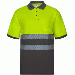 VL ACHELOUS. Zweifarbiges Piqué-Poloshirt (150g/m²) mit kurzen Ärmeln, aus Baumwolle (55%) und Polyester (45%)