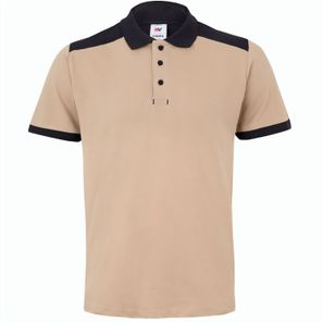 VL VELES. Zweifarbiges Stretch-Piqué-Poloshirt (200 g/m²) mit kurzen Ärmeln, aus Polyester (96 %) und Elastan (4 %)
