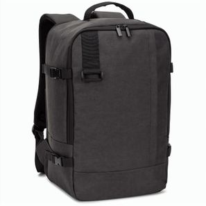 CIES. Rucksack, entwickelt um die von den Fluggesellschaften geforderten Massvorgaben zu erfüllen, aus hochdichtem, recyceltem 600D-Polyester