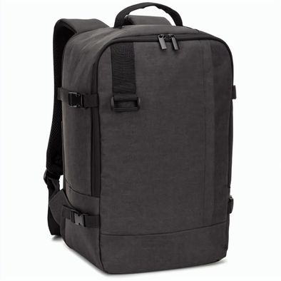 CIES. Rucksack, entwickelt um die von den Fluggesellschaften geforderten Massvorgaben zu erfüllen, aus hochdichtem, recyceltem 600D-Polyester