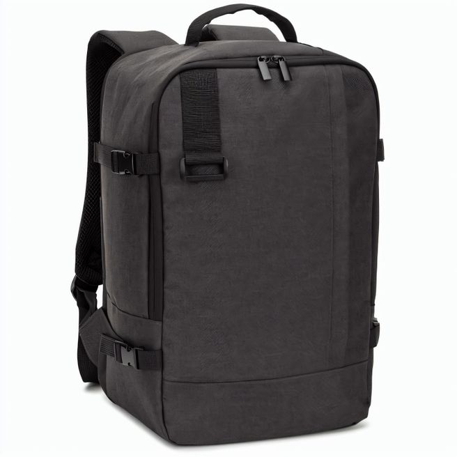 Produktabbildung CIES. Rucksack, entwickelt um die von den Fluggesellschaften geforderten Massvorgaben zu erfüllen, aus hochdichtem, recyceltem 600D-Polyester CIES. Rucksack, entwickelt um die von den Fluggesellschaften geforderten Massvorgaben zu erfüllen, aus hochdichtem, recyceltem 600D-Polyester