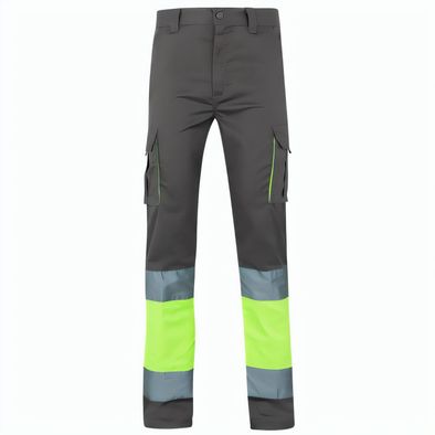 VL ZEUS. Zweifarbige Stretch-Hose mit mehreren Taschen (240 g/m²), aus Baumwolle (46 %), EME (38 %) und Polyester (16 %)