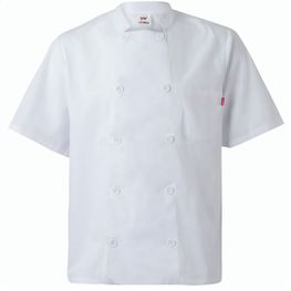 VL DURGA. Kurzärmelige Kochjacke aus Popeline (110 g/m²) aus Baumwolle (35 %) und Polyester (65 %)