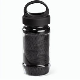 ARTX PLUS. Sporthandtuch aus Polyamid und Polyester mit Flasche (440 mL) aus PP und PET und einem integrierten Karabinerhaken am Deckel
