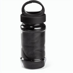 ARTX PLUS. Sporthandtuch aus Polyamid und Polyester mit Flasche (440 mL) aus PP und PET und einem integrierten Karabinerhaken am Deckel
