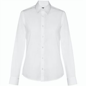 THC PARIS WOMEN WH. Langärmeliges Popeline-Hemd für Frauen. Weiße Farbe
