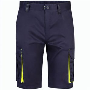 VL HEMERA. Zweifarbige Stretch-Bermudashorts mit mehreren Taschen (240 g/m²) aus Baumwolle (46 %), EME (38 %) und Polyester (16 %)