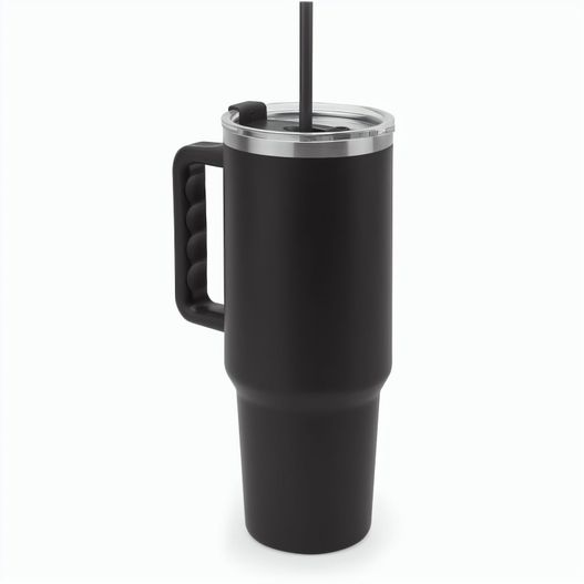 JOYNER XL. Grosser Reisebecher aus Edelstahl (91 % recycelt) mit vakuumisolierter Doppelwand und matter Oberfläche 1300 ml (Bild 1)