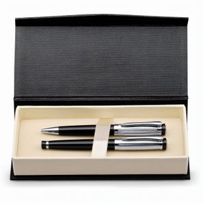ORLANDO. Kugelschreiber- und Rollerset aus Metall mit Clip