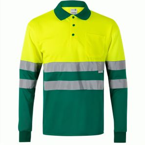 VL VULCAN LARGE. Zweifarbiges Poloshirt im Bird-Eye-Design (160g/m²) mit langen Ärmeln, aus Polyester (100%)