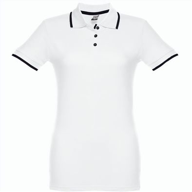 THC ROME WOMEN WH. Zweifarbiges Baumwoll-Poloshirt für Damen