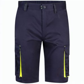 VL HEMERA. Zweifarbige Stretch-Bermudashorts mit mehreren Taschen (240 g/m²) aus Baumwolle (46 %), EME (38 %) und Polyester (16 %)
