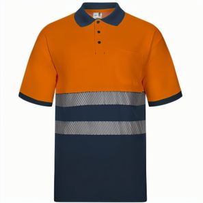 VL ACHELOUS. Zweifarbiges Piqué-Poloshirt (150g/m²) mit kurzen Ärmeln, aus Baumwolle (55%) und Polyester (45%)