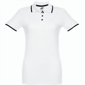 THC ROME WOMEN WH. Zweifarbiges Baumwoll-Poloshirt für Damen