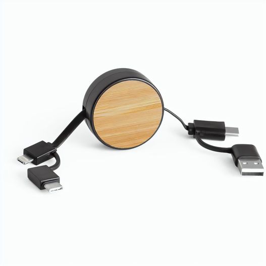 Produktabbildung RUBINS. 6-in-1-USB-Kabel ausziehbar aus Recyceltes ABS (100% rABS) und Bambus RUBINS. 6-in-1-USB-Kabel ausziehbar aus Recyceltes ABS (100% rABS) und Bambus (Bild 1)