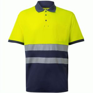 VL ACHELOUS. Zweifarbiges Piqué-Poloshirt (150g/m²) mit kurzen Ärmeln, aus Baumwolle (55%) und Polyester (45%)